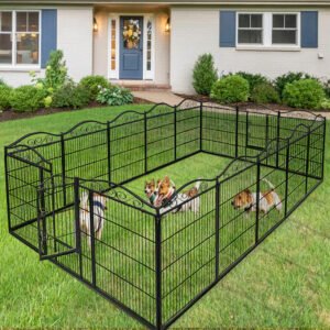 Dog Playpen, 8 Panels Playpen 32 Inch Height in Heavy Duty, Folding Indoor Outdoor Anti-Rust Dog Exercise Fence Portable 1
