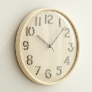MOMO Japanese Style Solid Wood Silent Wall Clock Bedroom Hanging Wall Decoration Clock 3D Living Room Log Clock 1