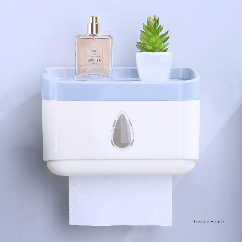 Perforated free wall hanging paper box, bathroom multifunctional paper storage rack toilet roll holder  tissue holder 1