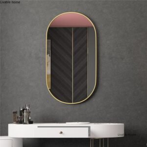Bathroom Oval Mirror Vanity Mirror Wall Hanging Gold Framed Makeup Round Mirrors Waterproof Explosion-proof Cosmetic Mirrors 1