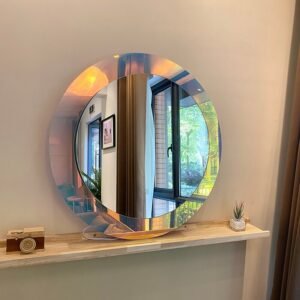 Creative Mirror With Led Light Wall Crafts Acrylic Hallway Mirror Makeup Round Modern Para El Hogar Living Room Decoration 1
