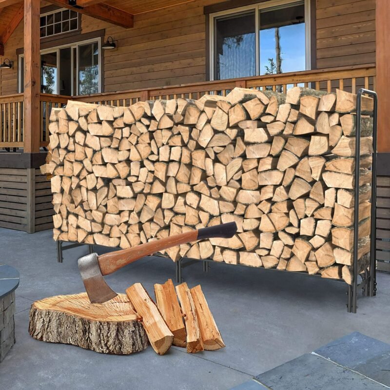 Outdoor Fire Wood Log Rack for Fireplace Heavy Duty Firewood Pile Storage Racks for Patio Deck Metal Log Holder Stand 2
