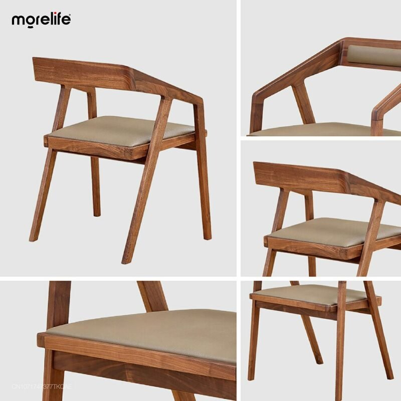 Solid Wood Dining Chair Creative Cafe Bar Catering Milk Tea Shop Single Chair Home Backrest Cushion Chair New 2023 5
