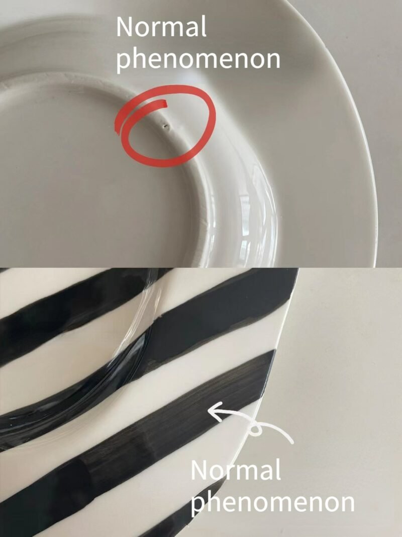 8inch Nordic Ceramic Plate Dot Stripe Irregular Wave Shape Ceramic Dessert Plate Pasta Plate Dinner Plates Ceramic Dish Plates 5