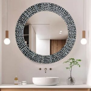Round Luxury Decorative Mirror Nordic Modern Style Makeup Mirror Cosmetic Bathroom Espejo Adhesivo Pared Room Decoration 1