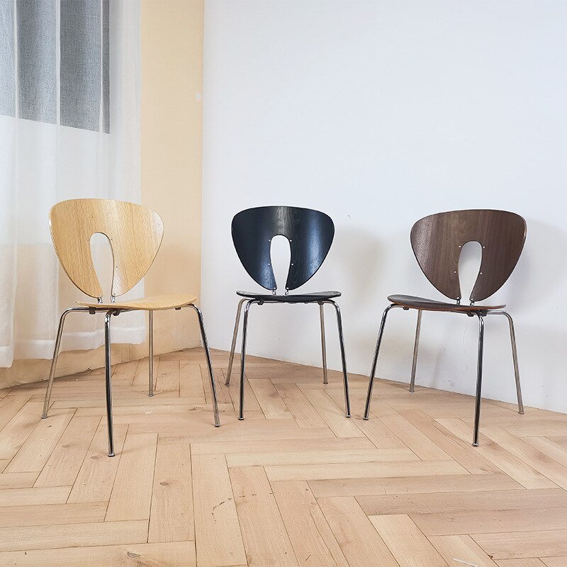 Nordic Home Small Apartment Dining Chair Modern Minimalist Backrest Shell Chair Retro Designer Cloak Chair Light Furniture 2023 2