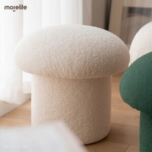 Nordic design makeup stool household cashmere lamb shoes stool footstool design mushroom stool shoes stool dressing stool 1