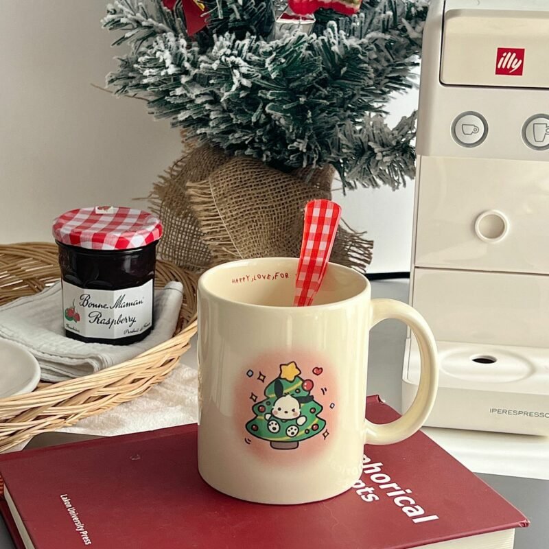 MOMO Original Copyright Illustration Cute Pacha Dog Christmas Printing Ceramic Mug Gift Breakfast Coffee Milk Cup 3