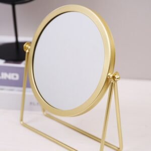 Standing Gold Round Hand Bathroom Mirror Nordic Desk Vanity Cosmetic Table Mirror Room Decor Home Miroir Mural House Decoration 1
