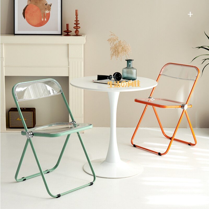 Plastic Nordic Dining Chair Folding Kitchen Transparent Fishing Dining Chair Camping Cafe Silla Plegable Furniture for Home 2