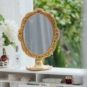 Desk Vintage Decorative Mirror Bathroom Makeup Standing Decorative Mirror Aesthetic Specchio Home Decoration Luxury YY50DM 1
