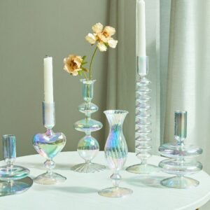 Glass Rainbow Candle Holders Nordic Flower Vase Home Decoration Table Decor Gift Decor Wedding Decoration Table Centerpieces 1