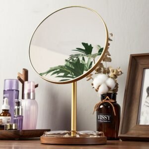 Standing Desk Vanity Round Hand Bathroom Mirror Table Hairdresser Gold Cosmetic Mirror Decoration Home Espelho Makeup Mirror 1