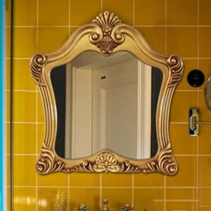 Vintage Mirror Wall Decorative Frame Luxury Gold Length Mirror Makeup Salon Irregular Para El Hogar Living Room Decoration 1