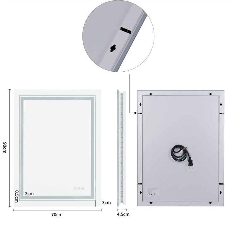 Large LED Bathroom Mirror with Lights LED Vanity Mirror Wall Mounted Anti-Fog Dimmable Makeup Mirrors for Bedroom 5