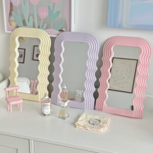 Vanity Mirror Wave Mirror Cosmetic Mirror Bathroom Mirror Decorative Mirror Plastic Framed Mirrors for Home Wall Home Decor 1