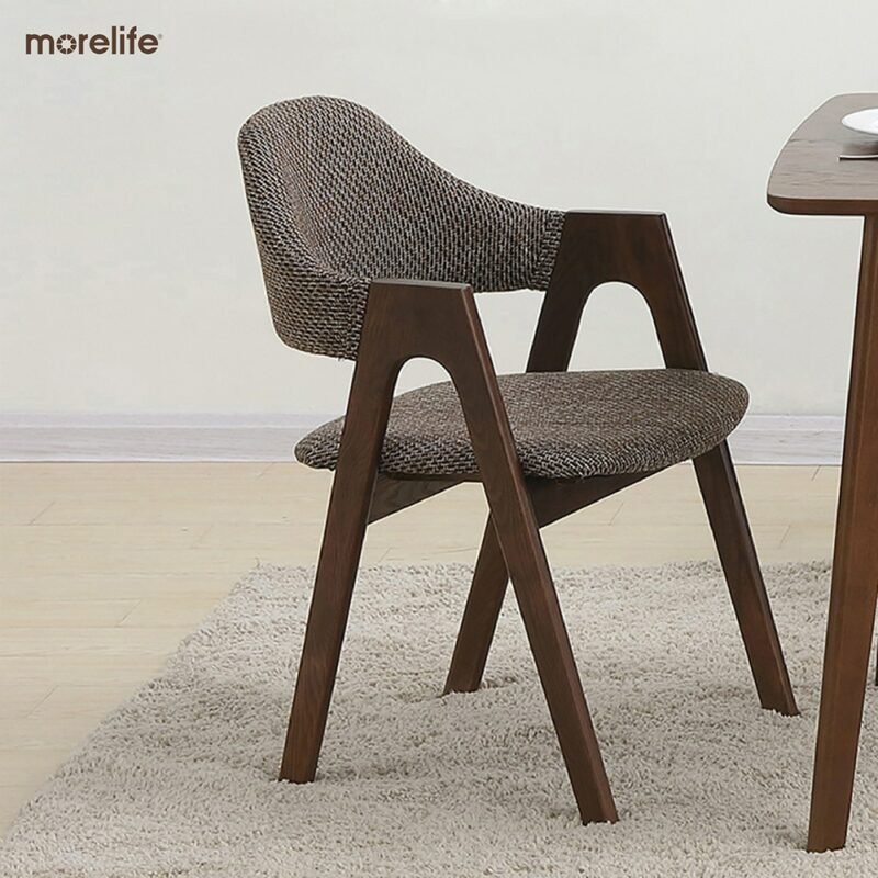 Nordic solid wood dining chair light luxury back chair coffee chair bedroom simple home desk chair balcony leisure chair 4