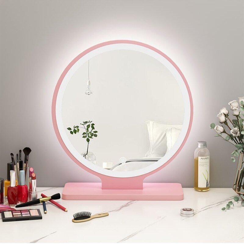 Makeup Decorative Mirror Bathroom Light Glass Tabletop Round Smart Decorative Mirror Aesthetic Grand Miroir Room Decoration 4