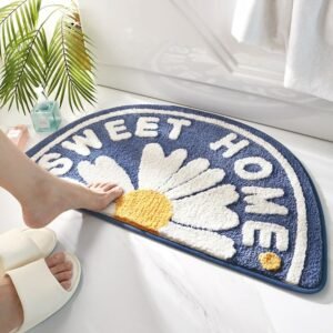 Cute Bathroom Rug Semicircle Bath Mat Soft Fiber Absorbent Foot Mat TPR Non slip Bathroom Rug Entrance DoorMat Bath Carpet 1
