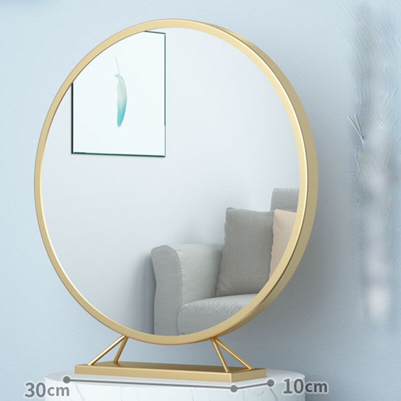 Gold Jewelry Cabinet Mirror Trays Decorative Gift Irregular Shape Touch Switch Mirror Tempered Glass Makeup Espejos Smart Mirror 4