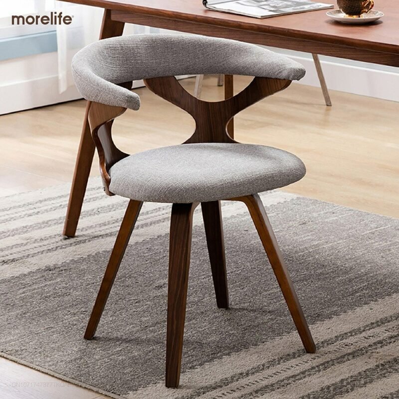 Nordic Modern Solid Wood Dining Chair Leisure Chair Computer Study Cffice Chair Restaurant Simple Dining Chair Oxhorn Chair 2