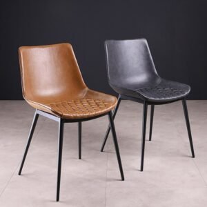 MOMO Dinning Chair Retro Industrial Style Leather Dining Chair Large Quantity Shop Leather Leisure Chair Light Luxury Stool 1