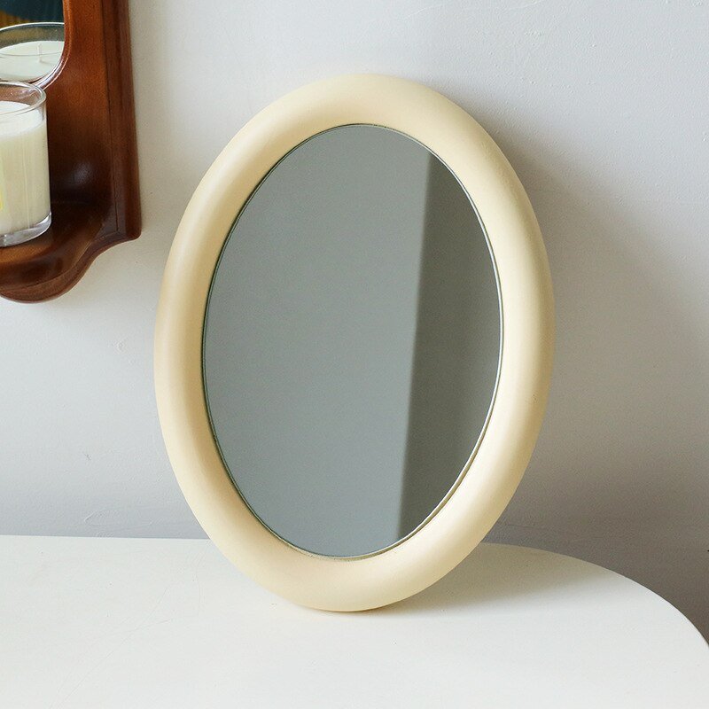 Small Kawaii Makeup Wood Frame Korean Portable Mini Vanity Kawaii Mirror Room Design Espelho De Maquiagem Dorm Decorating Items 2
