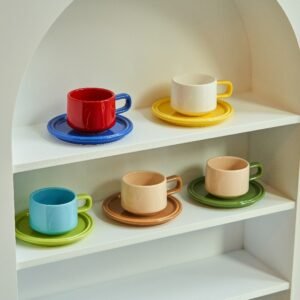 3 Sets Coffee Cups Set Ceramic Cups and Saucers Set Family Tea Cup Set Cups and Mugs Drinkware  British Coffee Cups 1