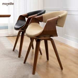 Nordic Dining Chair Kitchen Furniture Simple Dining Chairs Home Solid Wood Luxury Chair Leather Balcony Leisure Writing Chair 1