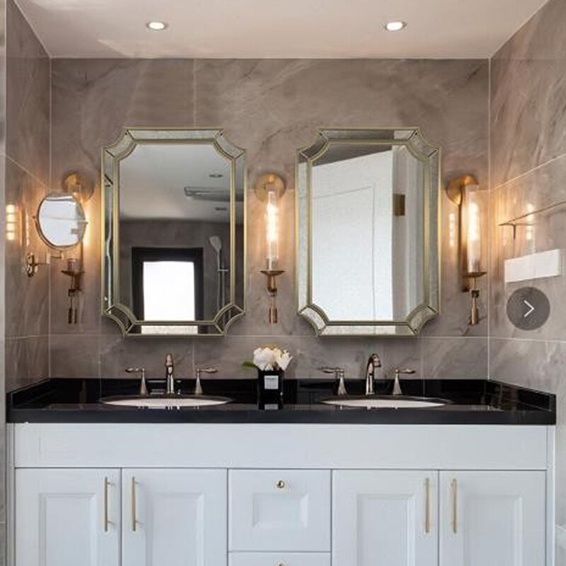 Nordic Irregular Shower Mirror Luxury Makeup Modern Style Decorative Wall Mirror Vanity Espelho Parede Bathroom Decoration 4