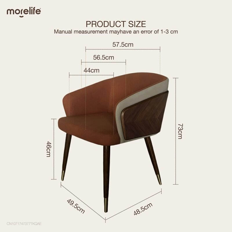 Nordic style solid wood metal leg armchair modern luxury fabric (leather) Bar Cafe family dining chair 6