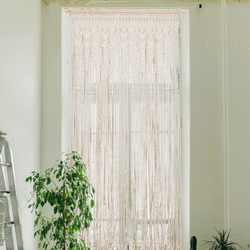 35 x 71 inch Handmade Woven Doorway Macrame Curtain Door String Decor Wall Hanging Window Curtain Divider for Home Wedding 3
