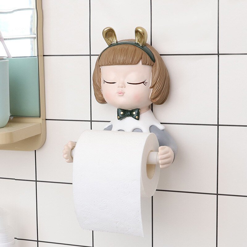 FULLOVE Cartoon Girl Bubble Creative Box Home Toilet Decoration Tissue Wall-mounted Paper Roll Holder 2023 New Delicate Life 3