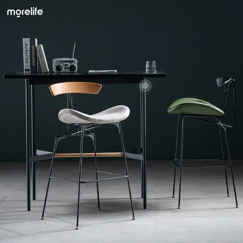 Nordic iron bar chair bar stool high chair modern simple backrest American light luxury industrial style bar chair dining chair 3