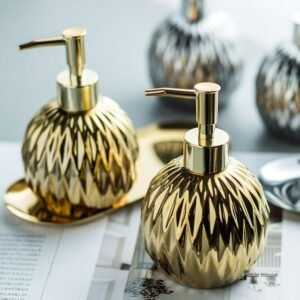 Golden Ceramic Light Luxury Hand Wash Liquid Bottled Body Wash Shampoo lotion Bottle Press Bottle in Hotel B&B Bathroom 1