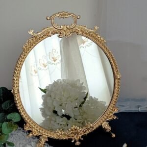 Makeup Aesthetic Mirrors Vintage Vanity Round Cosmetic Mirror Luxury Dressing Table Bedroom Espelho Redondo Room Decoration 1