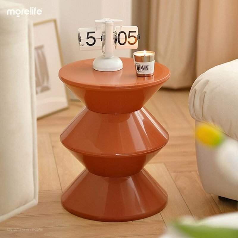 Round Coffee Table Plastic Nordic Small tea table Living Room Sofa Side Table Hallway Shoes Stool Balcony Small Desk Nightstands 3