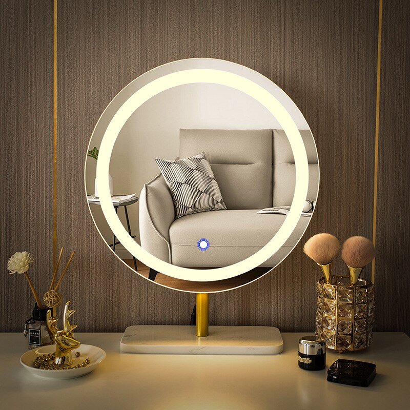 Flexible Bohemian Decor With Led Light Dressing Table Round Large Smart Vaniti Mirror Luxury Design Espejo Con Luz Dorm Decor 1