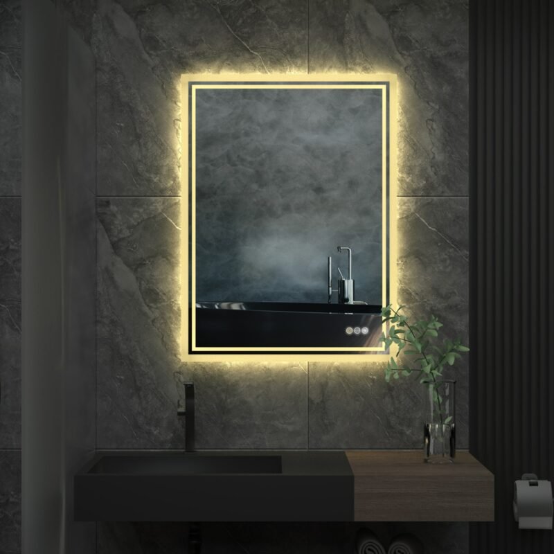 LED Backlit Mirror Bathroom Vanity with Lights,Anti-Fog,Dimmable,CRI90+,Touch Button,Water Proof,Horizontal/Vertical 4
