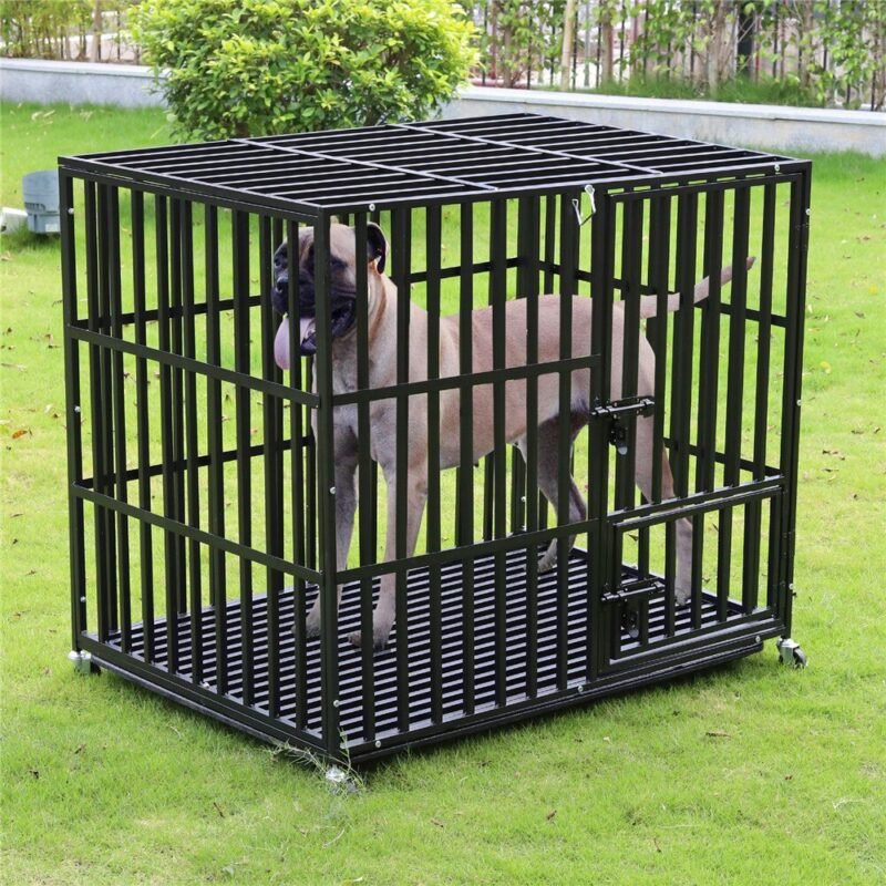 Rolling Heavy XXL Large Pet Cage Thick Metal Dog Crate Kennel Playpen with Tray 2