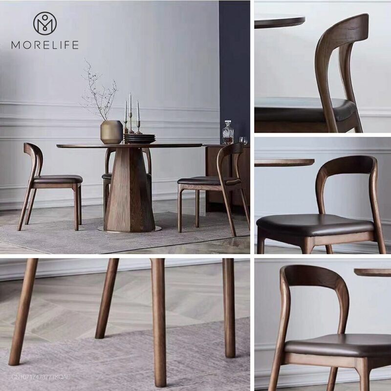 Minimalist Solid Wood Dining Chairs Backrest Chairs Restaurant Furniture 5