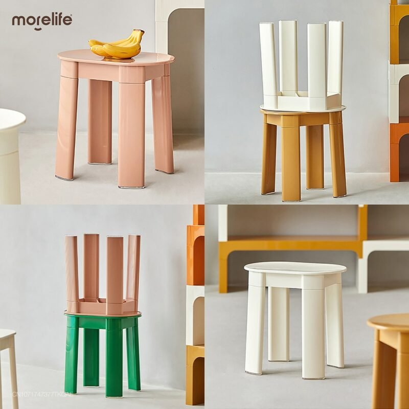 Medieval Plastic Low Stools Small Household Plastic Stools Household Thickened Round Stools Simple Dressing Stools 6