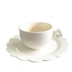 Ceramic Cup with Saucer Mug Set Coffee Mugs Dish Creative Simple Coffee Cup Petal Handle Home Afternoon Tea Mugs Tea Cup Set 1
