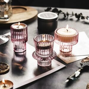Nordic Glass Candlestick European Taper Candles Holders Table Candle Stand Small Tealight candle holder Home Decoration 1