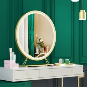 Bedroom Led Decorative Mirror Aesthetic Standing Desk Decorative Mirror Round Gold Espejo Redondo Decoration Living Room YY50DM 1