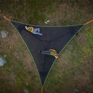 Outdoor hanging hammock adult field camping aerial multi-person portable folding triangle mesh elastic hammock FULLLOVE 1