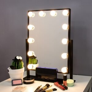 Desk Vanity Table Bathroom Mirror Makeup Nordic Standing Cosmetic Home Room Decor Mirror with Light Espejos House Decoration 1