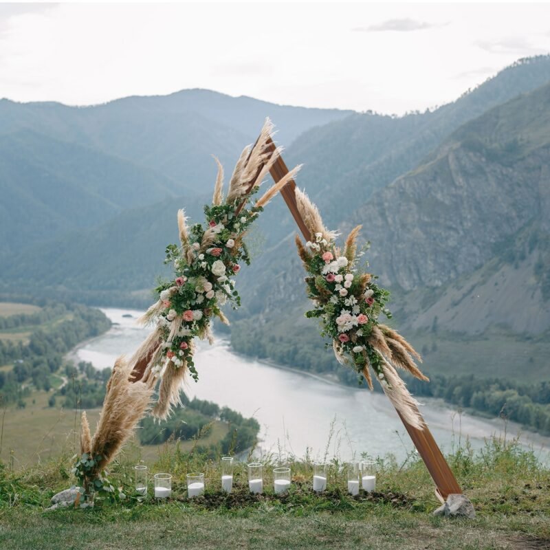 Triangle Arch Wooden Arch for Wedding Ceremony, Wooden Arch Decor Rustic Wedding Arch Decorations for Garden Wedding, Parties 3