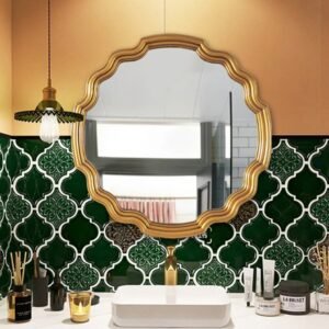 Makeup Wall Mirror Hanging Gold Luxury Round Bathroom Flexible Mirror Design Dekoracyjne Lustra Designer Lusterko Bathroom Decor 1