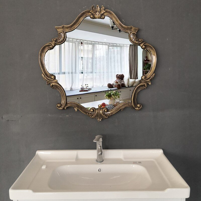 Dressing Retro Mirror Retro Black Bathroom Nordic Decorative Mirror Vintage Wall Art Specchio Da Parete Pink Home Decors Gift 1